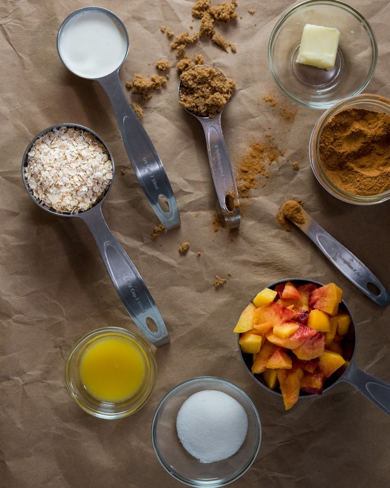 Duraznos horneados con avena ingredientes